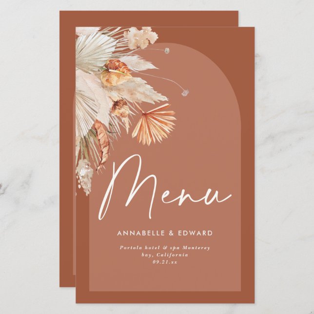 Modern bohemian terracotta pampas grass wedding (Front/Back)