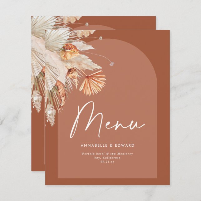Modern bohemian terracotta pampas grass wedding (Front/Back)