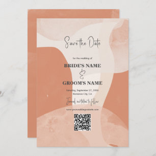 Modern Bohemian Terracotta Wedding QR Code  Save The Date