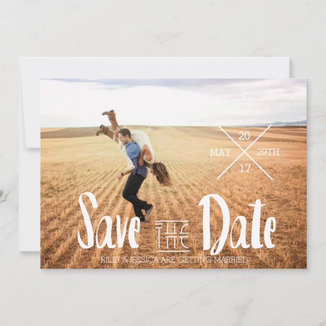 Modern Bohemian Typography | Photo Save The Date (Front)