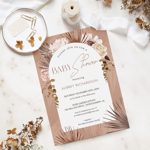 Modern Bohemian Watercolor Floral Baby Shower Invitation