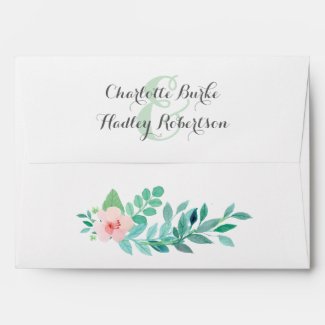 Modern Bohemian Watercolor Floral Pansy Wedding Envelope