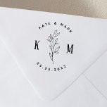 Modern Bohemian Wedding Monogram Save the Date Self-inking Stamp<br><div class="desc">Custom-designed wedding monogram stamp featuring modern bohemian arch shape with hand drawing style foliage design.</div>