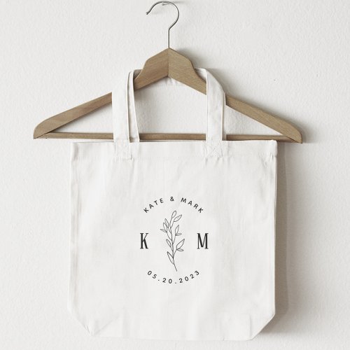 Modern Bohemian Wedding Monogram  Tote Bag