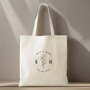 Modern Bohemian Wedding Monogram Tote Bag