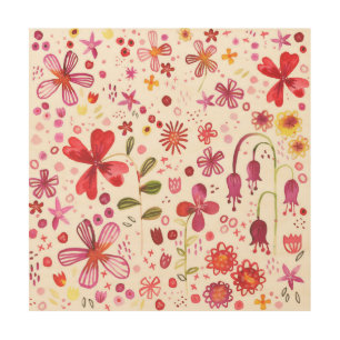 Modern Bohemian Wild Flower Watercolor Wood Wall Art