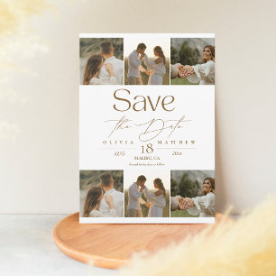 Modern Boho 7 Photo Wedding Save the Dates  Date