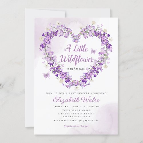 Modern Boho A Little Wildflower Girl Baby Shower  Invitation