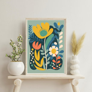 Modern Boho Abstract Botanical Flower Poster