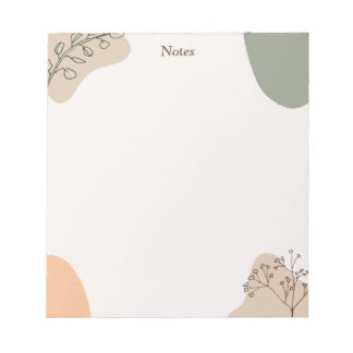 Modern Boho Abstract Botanical Line Art Pastel Notepad