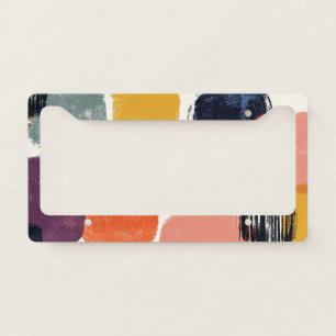 Modern Boho Abstract Brushstroke -Bold Retro Color License Plate Frame