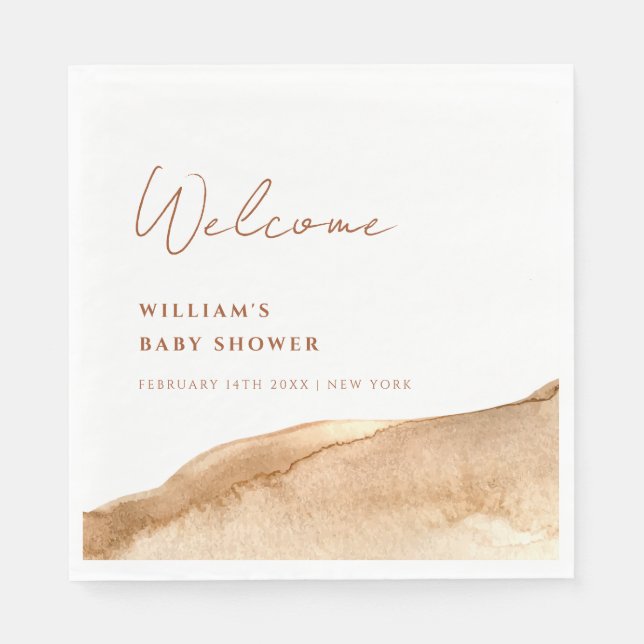 Modern Boho Abstract Desert Baby Shower Welcome Napkins (Front)