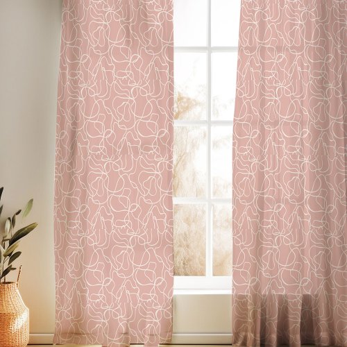 Modern Boho Abstract Floral Art Pattern Sheer Curtains