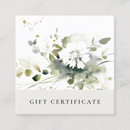 Modern Boho Abstract Green Floral Gift Certificate