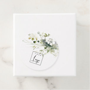 Modern Boho Abstract Green White Floral Logo Favor Tags