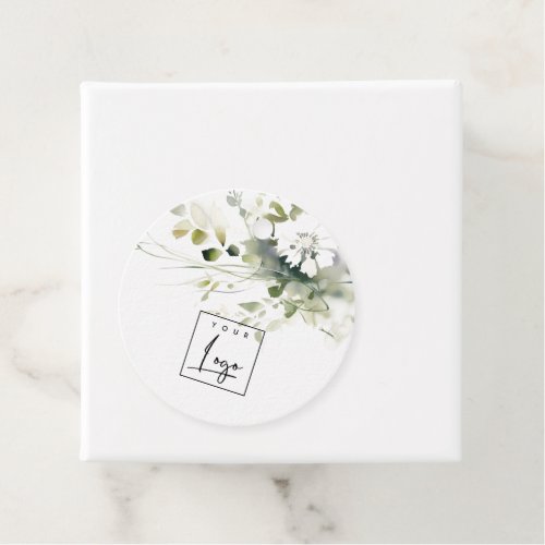 Modern Boho Abstract Green White Floral Logo Favor Tags