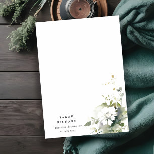 Modern Boho Abstract Green White Floral Logo Note Card