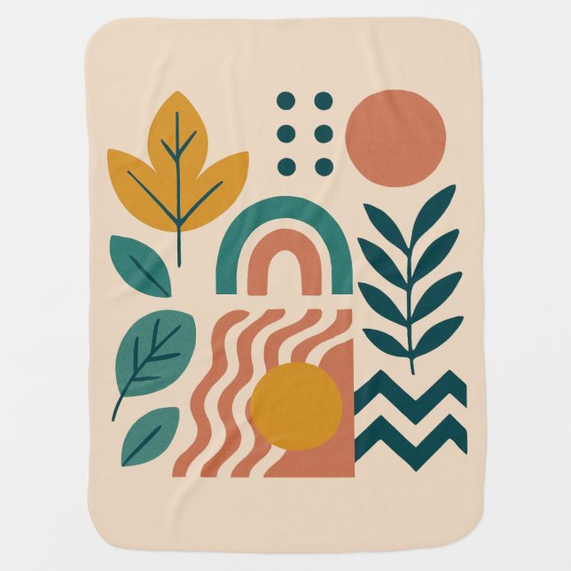 Modern Boho Abstract Nature Wall Art Baby Blanket (Front)