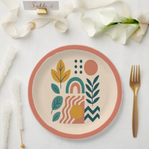 Modern Boho Abstract Nature Wall Art Paper Plates