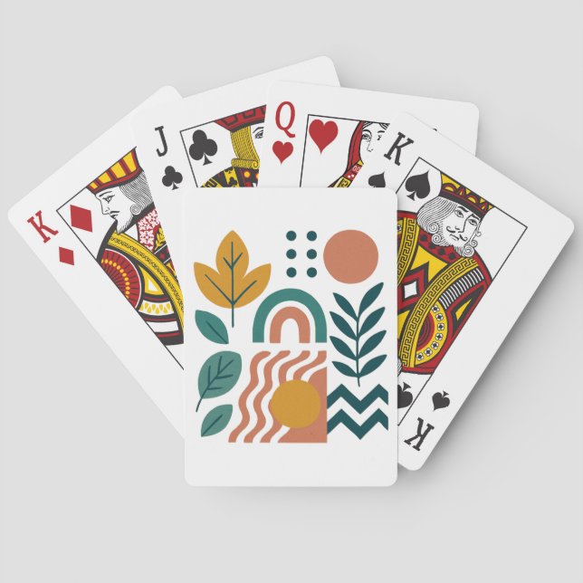 Modern Boho Abstract Nature Wall Art Poker Cards (Back)