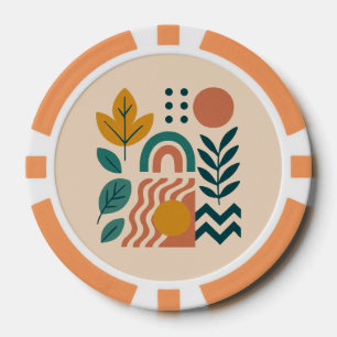 Modern Boho Abstract Nature Wall Art Poker Chips
