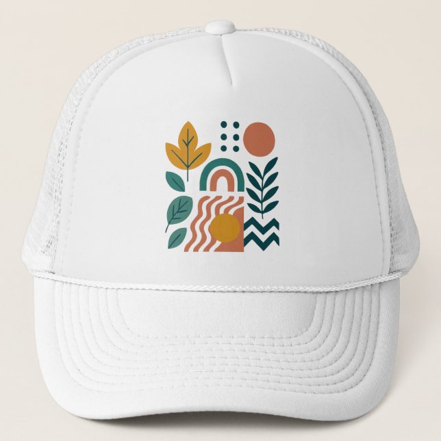 Modern Boho Abstract Nature Wall Art Trucker Hat (Front)