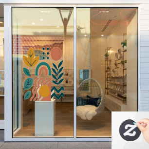 Modern Boho Abstract Nature Wall Art Window Cling