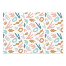 Modern Boho Abstract Shapes Pattern in Teal, Terra