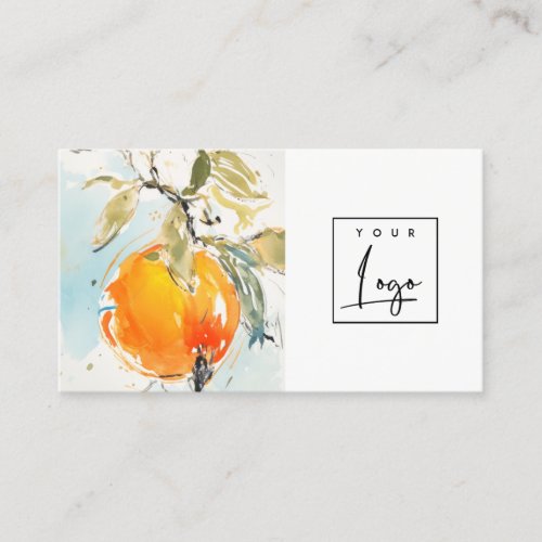Modern Boho Abstract Sketchy Orange Garden Logo Business Card