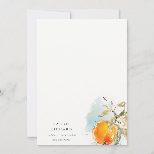 Modern Boho Abstract Sketchy Orange Garden Note Card (Front)