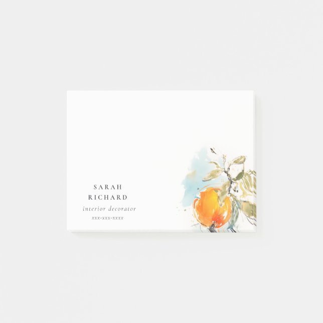 Modern Boho Abstract Sketchy Orange Garden Post-it Notes (Front)