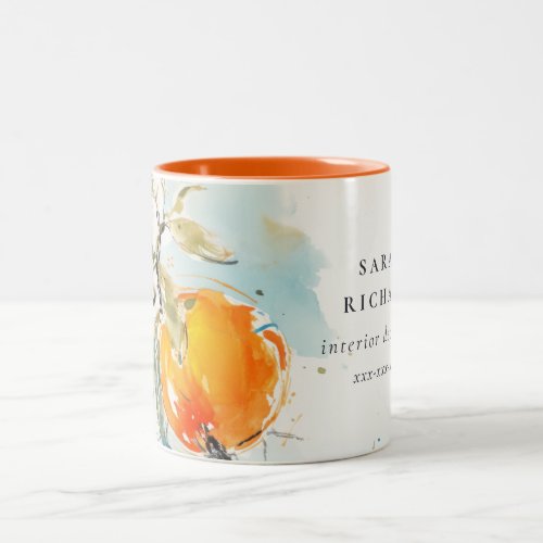 Modern Boho Abstract Sketchy Orange Garden Two_Tone Coffee Mug