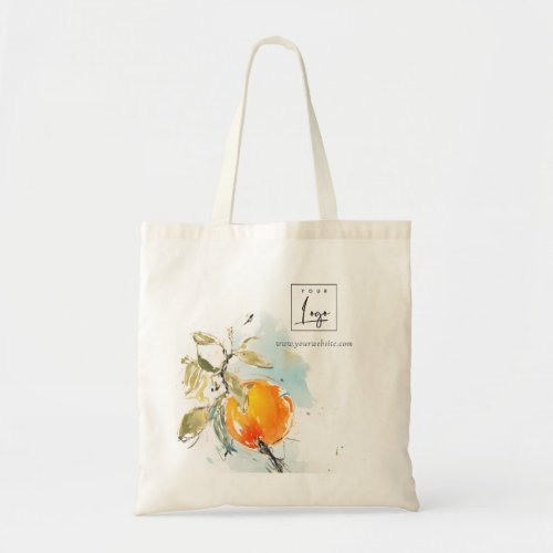 Modern Boho Abstract Sketchy Orange Logo Tote Bag
