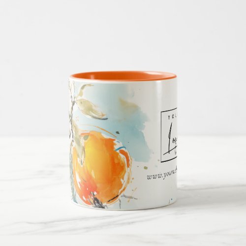 Modern Boho Abstract Sketchy Orange Logo Two_Tone Coffee Mug
