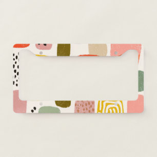 Modern Boho Abstract Watercolor Pattern Colorful License Plate Frame