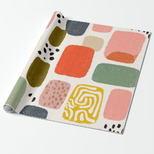 Modern Boho Abstract Watercolor Pattern Colorful Wrapping Paper