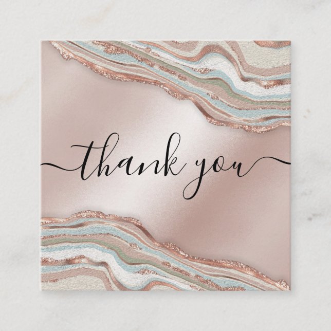 modern boho agate thank you for your order sq square business card (Front)