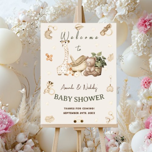 Modern Boho Animals Baby Shower Welcome Sign