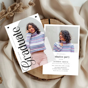 Modern Boho Arch 2 Photos Graduation Invitation
