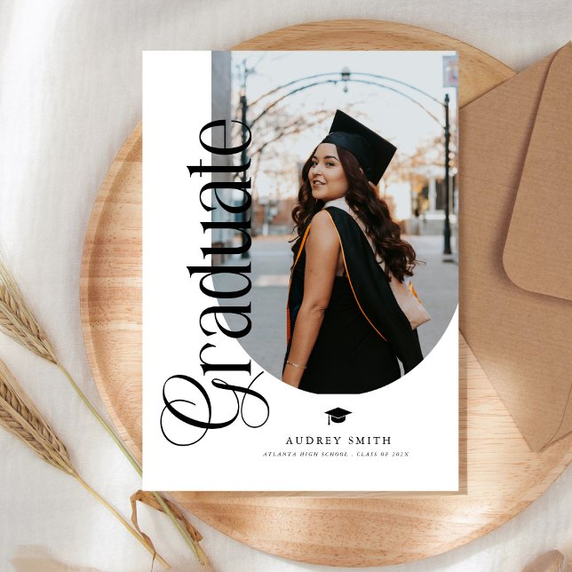 Modern Boho Arch 2 Photos Graduation Invitation (Creator Uploaded)