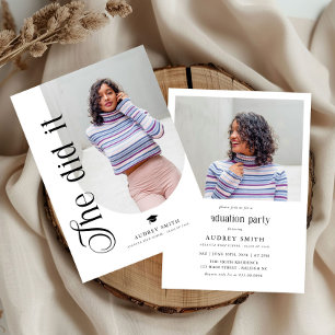 Modern Boho Arch 2 Photos Graduation Invitation
