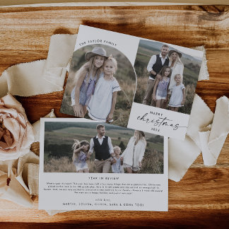 Modern Boho Arch 3 Family Photos Christmas News Ho Holiday Card