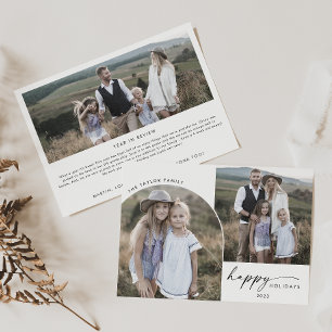 Modern Boho Arch 3 Family Photos News Holiday Card