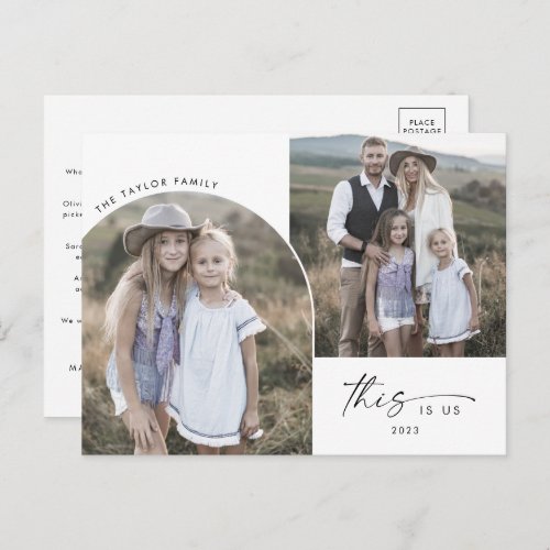 Modern Boho Arch 3 Family Photos This Is Us News Holiday Postcard