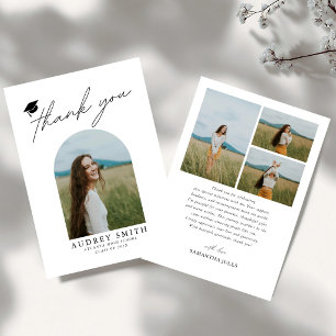 Modern Boho Arch 4 Photos Graduation Thank You Card
