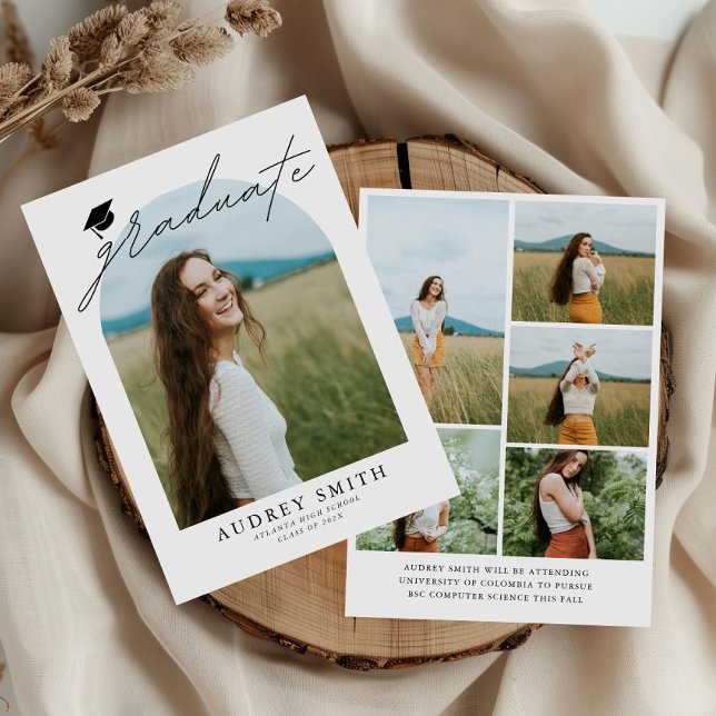 Modern Boho Arch 6 Photos Graduation Announcement (Creator Uploaded)