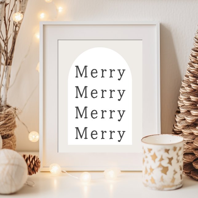Modern Boho Arch Beige Merry Merry Wall Art Print (Creator Uploaded)