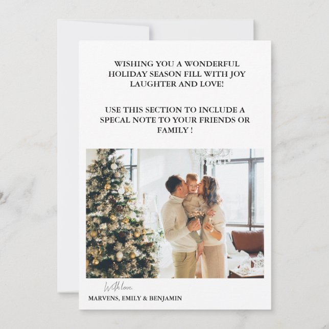 Modern Boho arch Christmas family photo joyful  Invitation (Back)