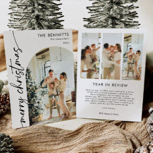 Modern Boho Arch Christmas Photo Year in Review Holiday Card