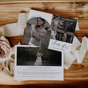 Modern Boho Arch Class of 2024 3 Photo Graduation Announcement